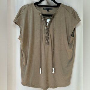 White House Black Market Sandwash Lace Up Tee